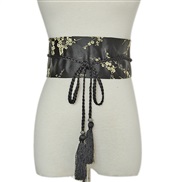 (60-90cm)( black) day wind tassel Girdle embroidery collocation width belt ethnic style belt