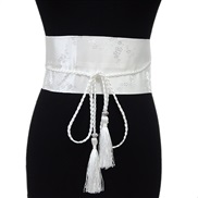 (60-90cm)( white) day wind tassel Girdle embroidery collocation width belt ethnic style belt