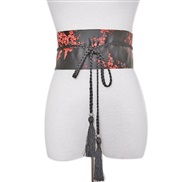 (60-90cm)( black  red ) day wind tassel Girdle embroidery collocation width belt ethnic style belt