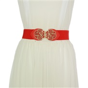 ( red)Korean style women samll Girdle fashion ornament Tightness belt flower buckle Girdle big