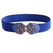 (68cm)( blue)Korean style women samll Girdle fashion ornament Tightness belt flower buckle Girdle big
