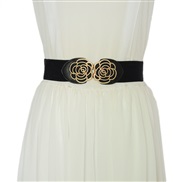 (68cm)( black)Korean style women samll Girdle fashion ornament Tightness belt flower buckle Girdle big