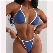 ( blue)occidental style Swimsuit women sexy bikini backless belt Split  Swimsuitbikini