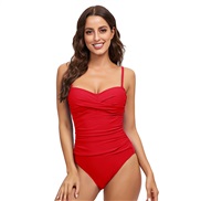 ( red )Swimwear pure color backless triangle Sling one-piece Swimsuit woman occidental style sexy Swimsuit