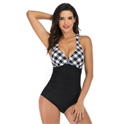 (black and white/ black)Swimsuit occidental style one-piece Swimsuit woman half print style sexy one-piece Swimwear wom