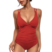 ( red)occidental style sexy v-neck one-piece Swimwear woman Swimsuit one-piece Swimsuit woman