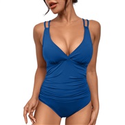 ( blue)occidental style sexy v-neck one-piece Swimwear woman Swimsuit one-piece Swimsuit woman