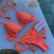 occidental style bikini fabric pure color braid Swimsuit multicolorbikini