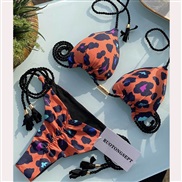 bikini bag low-waisted braid leopard print lady Split  Swimsuit multicolor Swimwear