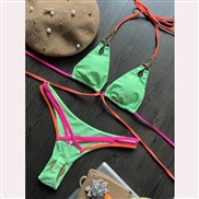 bikini chain sexy backless Split  Swimsuit splice colorbikini