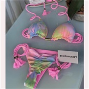 bikini bag low-waisted braid print lady Split  Swimsuit multicolor Swimwear