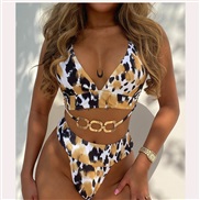 ( leopard print)occidental style bikini leopard sexy woman Split  Swimsuit triangle bag Swimwear