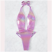 ( Pink)occidental style sexy one-piece bikini backless belt gradual change color Swimsuit