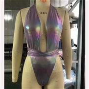 (purple)occidental style sexy one-piece bikini backless belt gradual change color Swimsuit