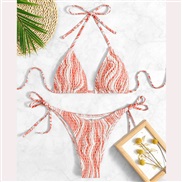 ( orange)occidental style sexy triangle bag print rope beach bikini Swimwear