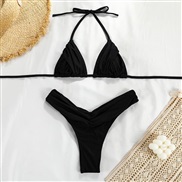 ( black) ladybikini set occidental style pure color sexy wrinkle  bikini new color