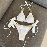 ( white)occidental style sexy Split  Swimwear chain bikini Swimsuitbikini