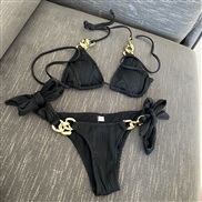 ( black)occidental style sexy Split  Swimwear chain bikini Swimsuitbikini