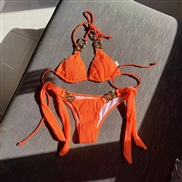 ( red)occidental style sexy Split  Swimwear chain bikini Swimsuitbikini