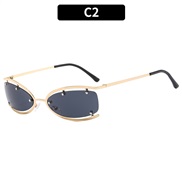 (C  gold frame  gray  Lens )Y sunglass Metal samll cat Sunglasses woman