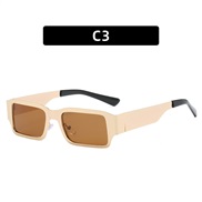(C  gold frame  tea  Lens ) leather Metal square sunglassns style Sunglasses woman personalty trend sunglass
