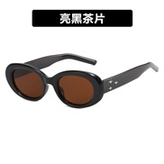 ( bright black tea  Lens )three star Ellpse sunglass Sunglassesns Korean style ant-ultravolet sunglass woman