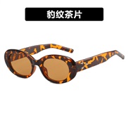 ( leopard print tea  Lens )three star Ellpse sunglass Sunglassesns Korean style ant-ultravolet sunglass woman