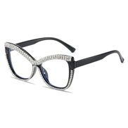 ( Bright balck frame )occidental style trend personality spectacles diamond Anti blue light cat ornament