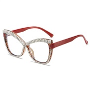( red  frame )occdental style trend personalty spectacles damond Ant blue lght cat ornament