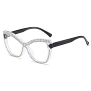 ( transparent frame )occdental style trend personalty spectacles damond Ant blue lght cat ornament