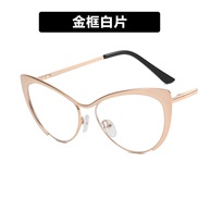 ( gold frame  while  Lens ) leather occidental style three cat Metal Eyeglass frame Anti blue light spectacles