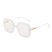 ( transparent Lens )occdental style Pearl sunglass  personalty square Sunglasses woman sunglass
