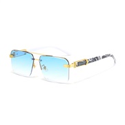 ( gold frame  blue  Lens )wood man damond sde cut sunglass  Outdoor ant-ultravoletsunglasses Double Sunglasses
