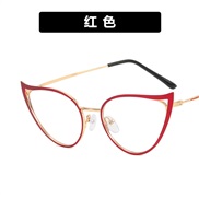 ( red  ) hollow cat Anti blue light Eyeglass framens woman occidental style fashion trend Metal spectacles