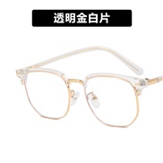 ( transparent gold  while  Lens )retro style man Busness Ant blue lght spectacles woman