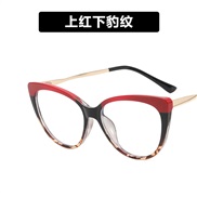 ( red  leopard print)R Ant blue lght cat retro Eyeglass frame personalty spectacles occdental style Metal trend