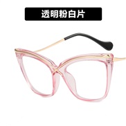 ( transparent pink while  Lens )cat Metal Eyeglass frame Ant blue lght spectacles occdental style trend retro