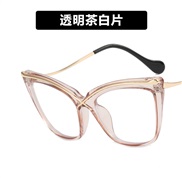 ( transparent tea  while  Lens )cat Metal Eyeglass frame Ant blue lght spectacles occdental style trend retro