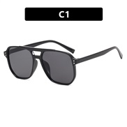 ( bright black gray )occidental style Rice nail Double square sunglass fashion sunglass trend Sunglasses retro