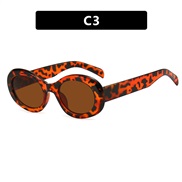 ( leopard print tea  Lens ) Ellpse sunglass Sunglasses hgh sunglass ant-ultravolet woman