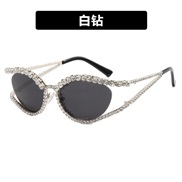 (White Diamond )diamond hollowY sunglass occidental stylens sunglass fashion personality woman Sunglasses
