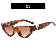 ( leopard print tea )V samll three cat sunglass fashon trend Sunglasses sunglass woman