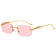 ( gold frame  pink Lens c ) ornament sunglass color man woman retro Metal Sunglasses