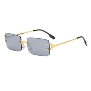 ( gold frame  gray  Lens c)occidental style side cut sunglass man woman retro Sunglasses personality samll