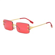 ( gold frame  red  Lens c)occdental style sde cut sunglass man woman retro Sunglasses personalty samll