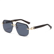 ( gold frame  Black grey  Lens c)man wood side cut sunglass  Double trend style SunglassesUE