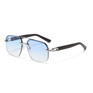 ( silver frame  Gradual changec)man wood sde cut sunglass  Double trend style SunglassesUE