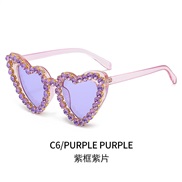 ( purple  frame  purple  Lens ) sunglass  occdental style personalty love damond  fashon all-Purpose Sunglasses woman