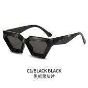 ( Black frame  Black grey  Lens )occidental style polygon sunglass  personality trend Sunglasses
