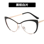 ( Black frame ) leather occidental style three cat Metal Eyeglass frame Anti blue light spectacles